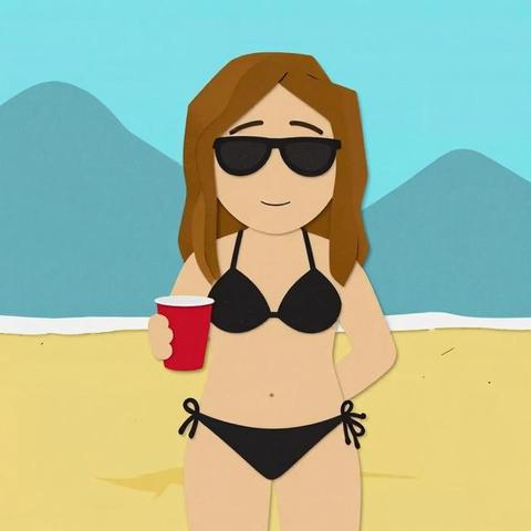 transformada em personagem de South Park a partir de uma foto dela nas termas romanas resort