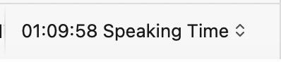 1 hour, 9 minutes and 58 seconds Speaking Time according to iA Writer