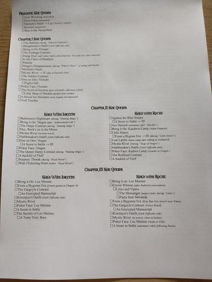 Check list quêtes et équipements Witcher 2.
