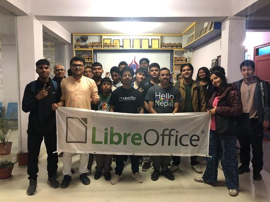 LibreOffice banner, and students